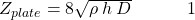 Z_{plate} = 8\sqrt{\rho\:h\:D}\:\:\:\:\:\:\:\:\:\:\:\:\:\:1