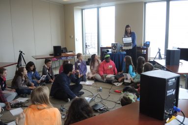 Kelsey Rogers presenting at introduce a girl to engineering day.