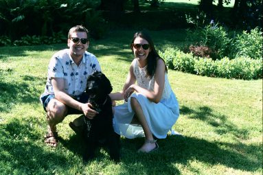 Kelsey Rogers with her dog and husband