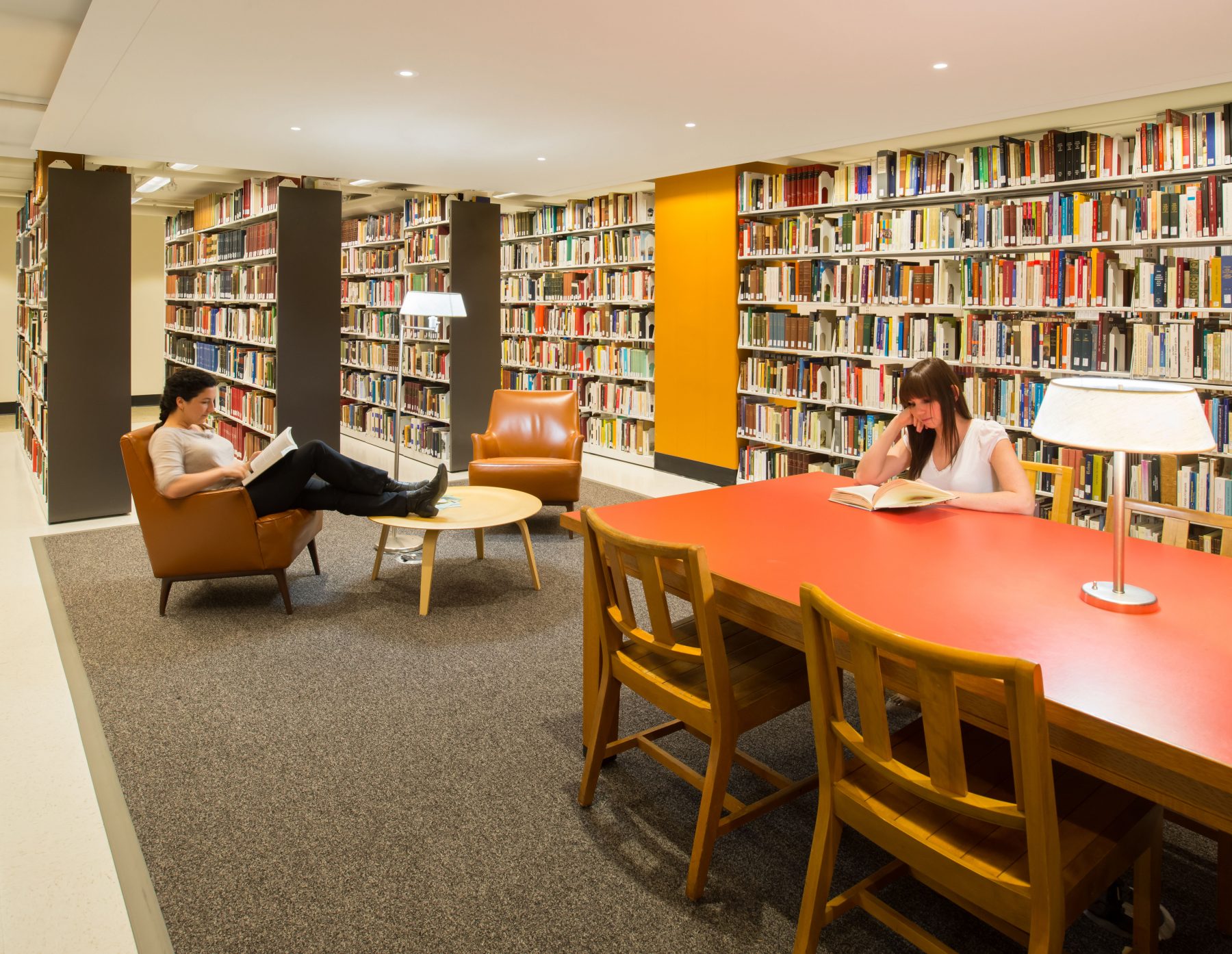 Princeton Firestone Library Desks surrounded by bookshelf