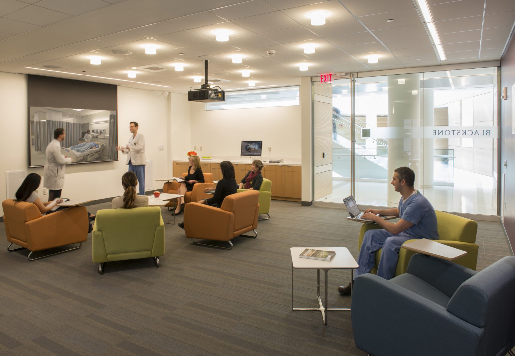 UMass Medical School Sherman Center, a small presentation being given in an intimate classroom