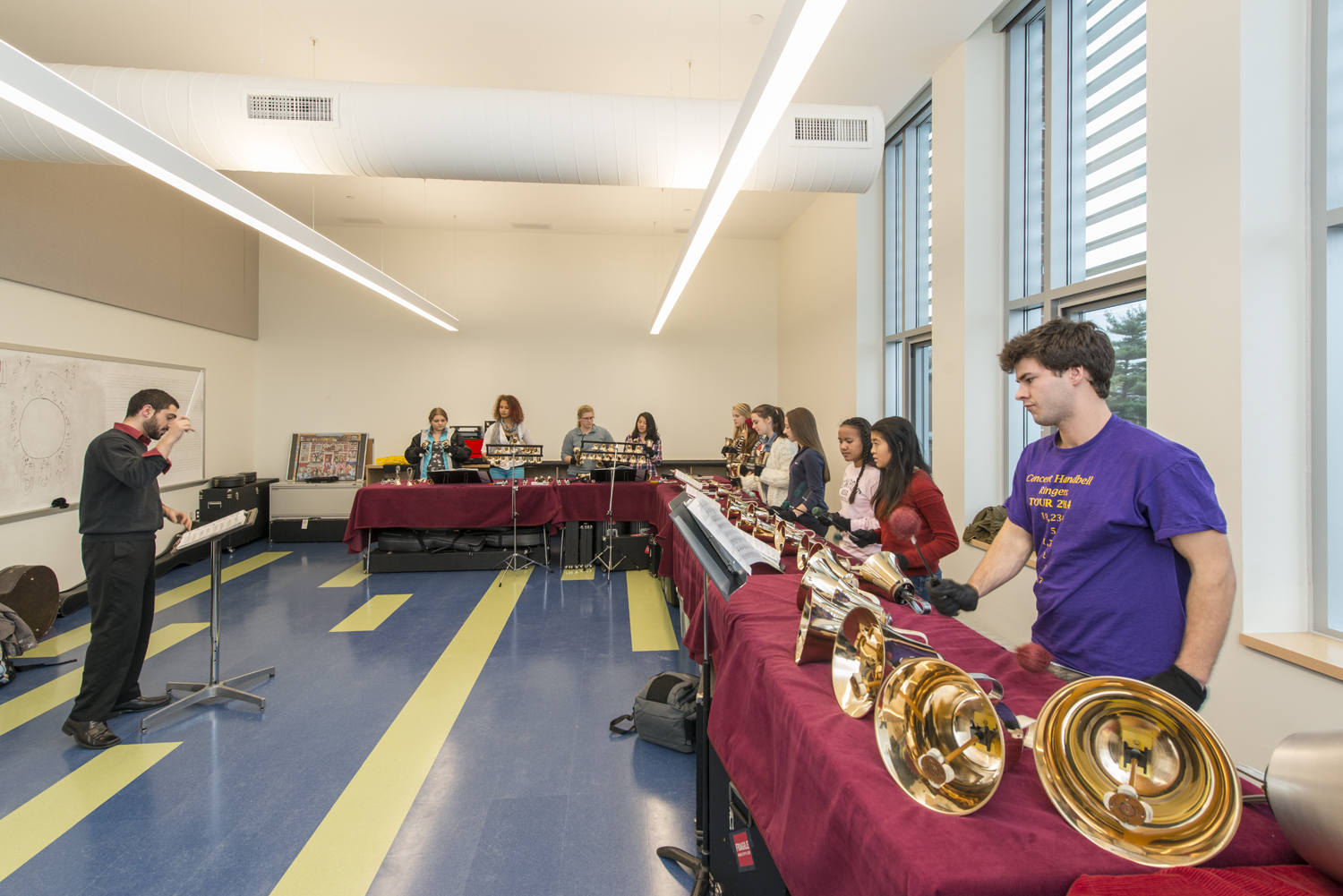 Wheeler School Music Room with students playing the bells