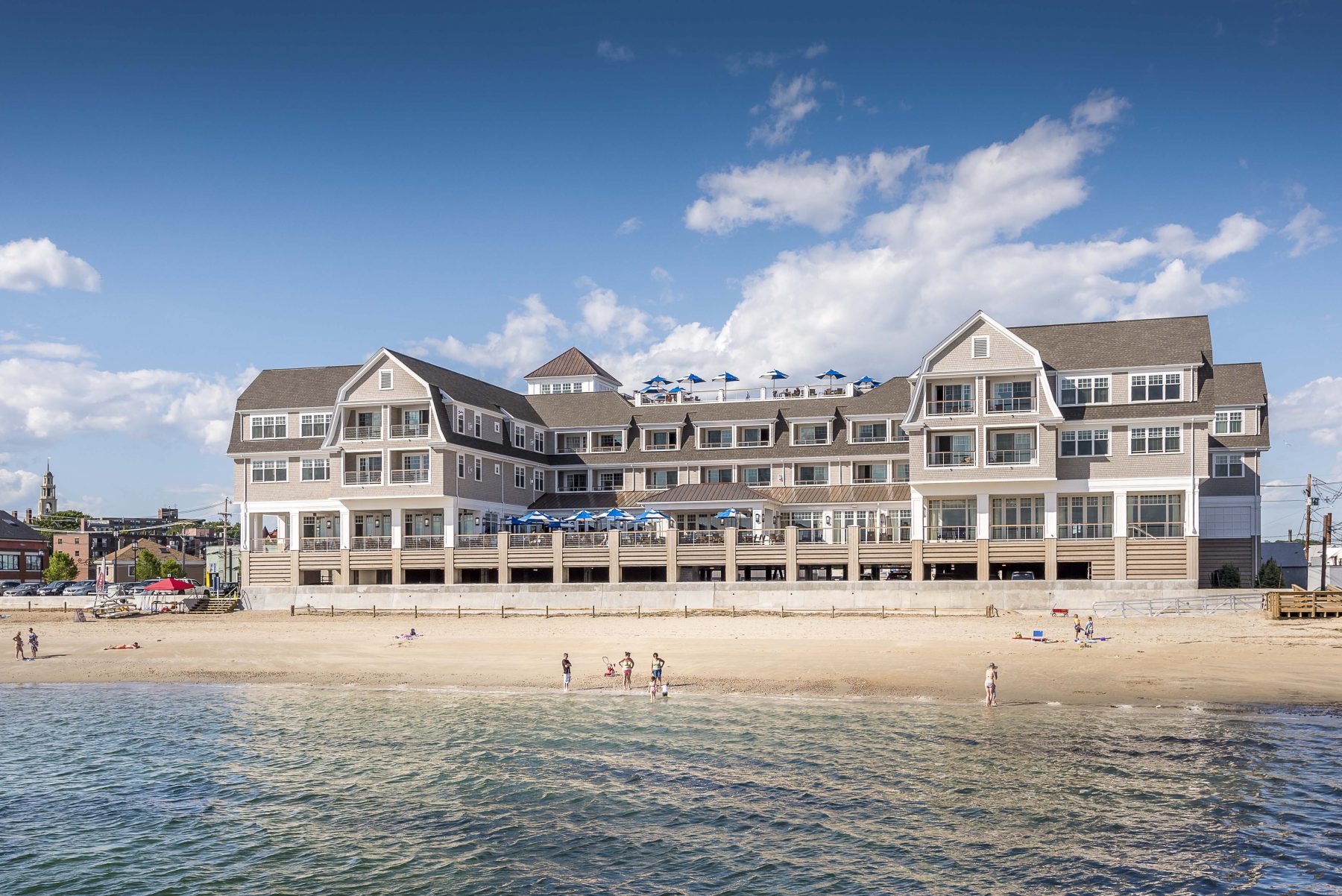 Beauport Hotel Exterior, a beachfront hotel on a sunny day