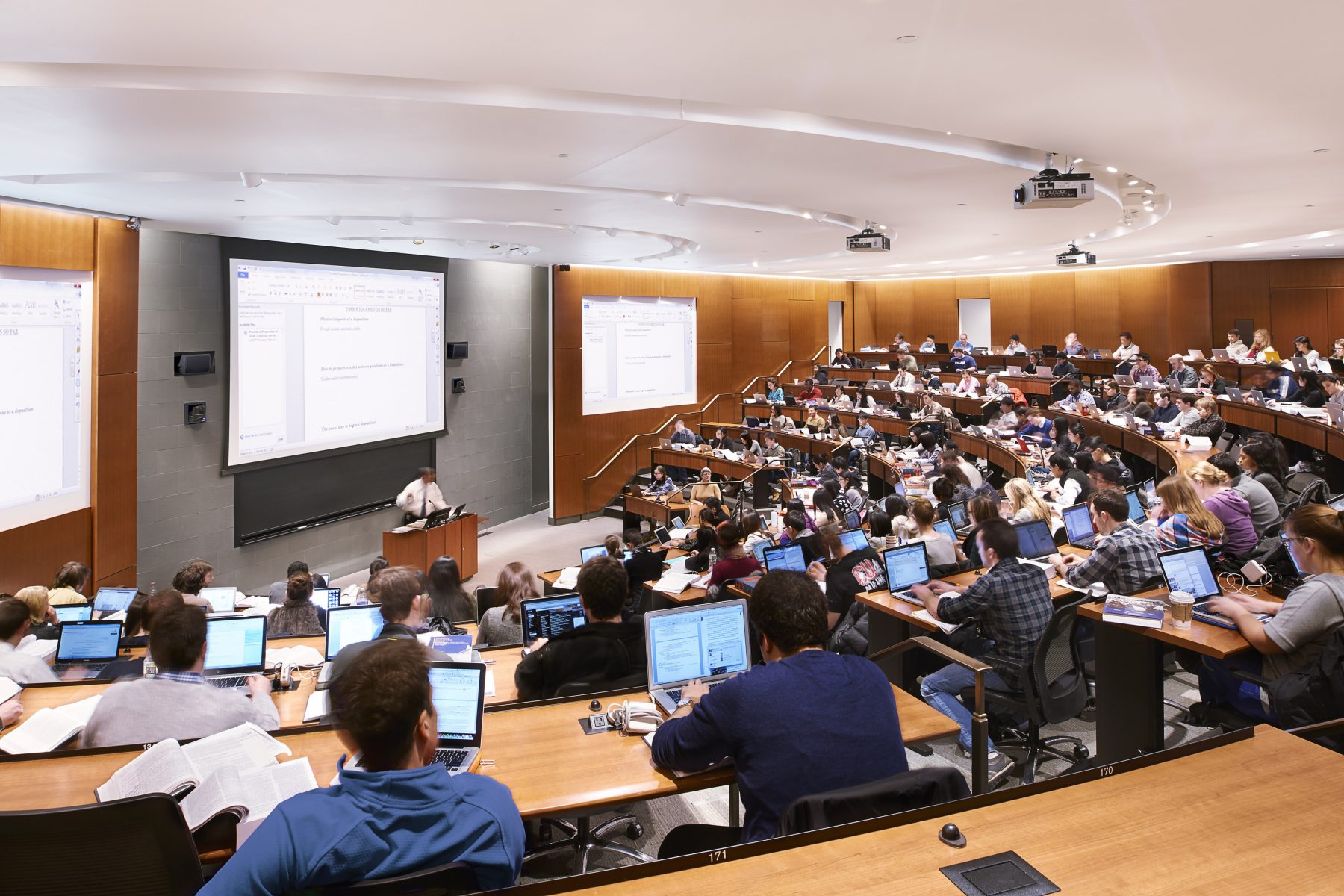 Cornell Law School Lecture Hall during a large class
