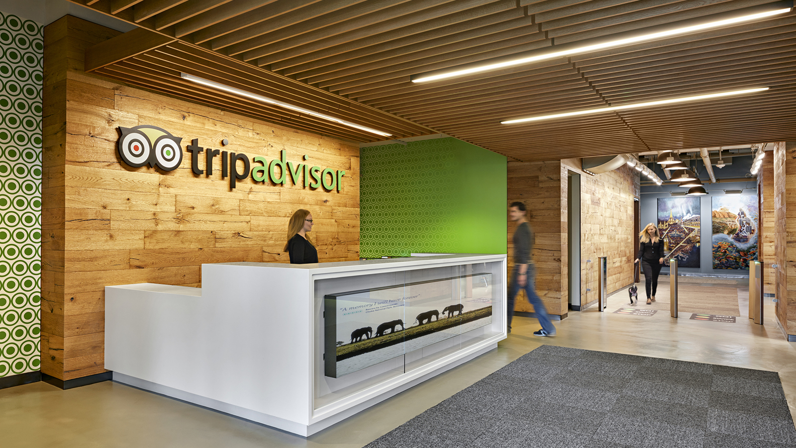 Trip Advisor main desk with corporate branding