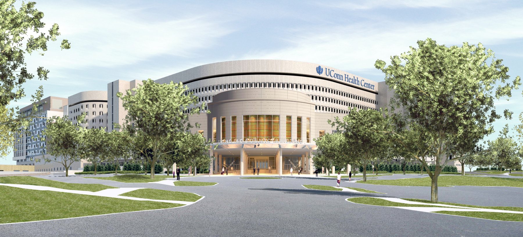 An exterior photo of the Uconn Health Center