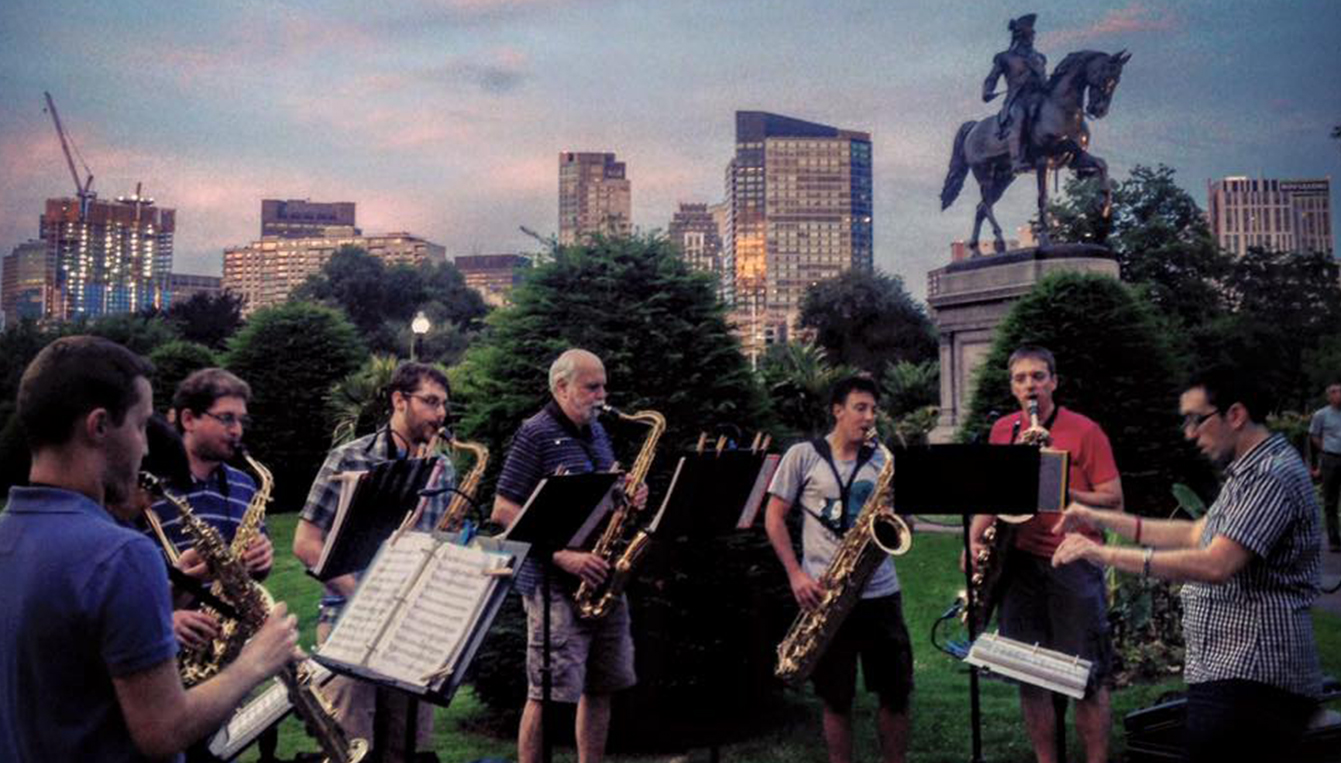 Saxyderms Outside In Boston Garden