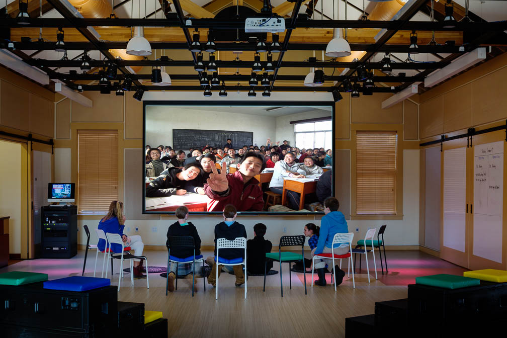 Derby Academy Innovation Center classroom, projector being used