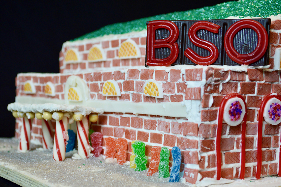 A gingerbread house version of the Boston Symphony Orchestra