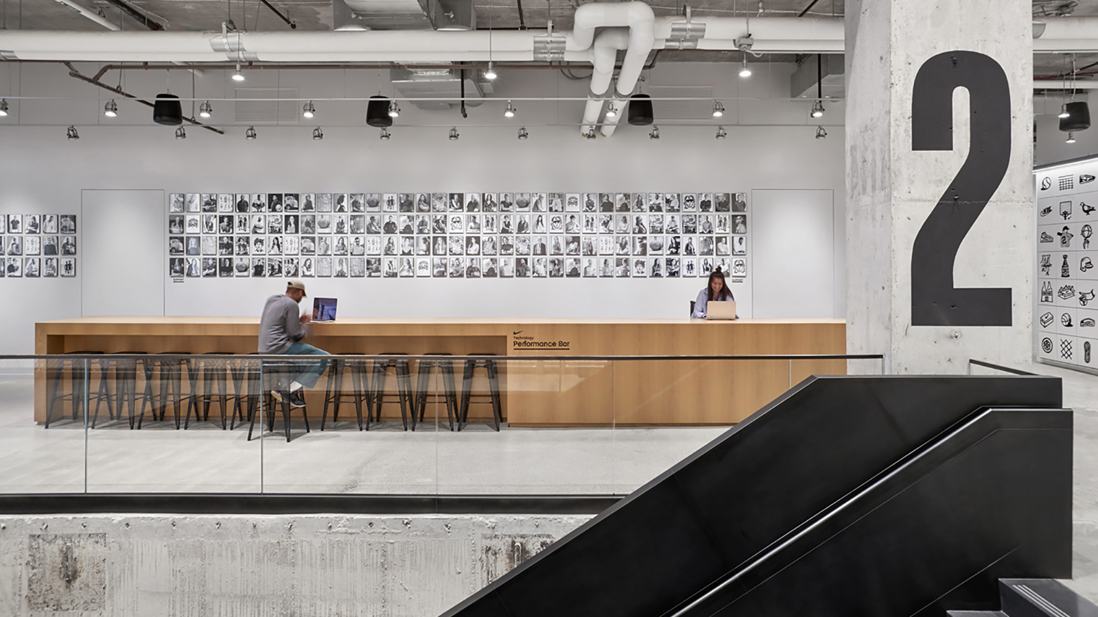 Nike Nyc Headquarters Interior, performance bar where employees can work.