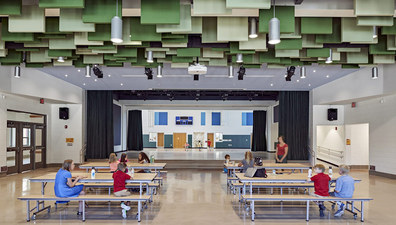 Cafeteria With Acoustical Ceiling