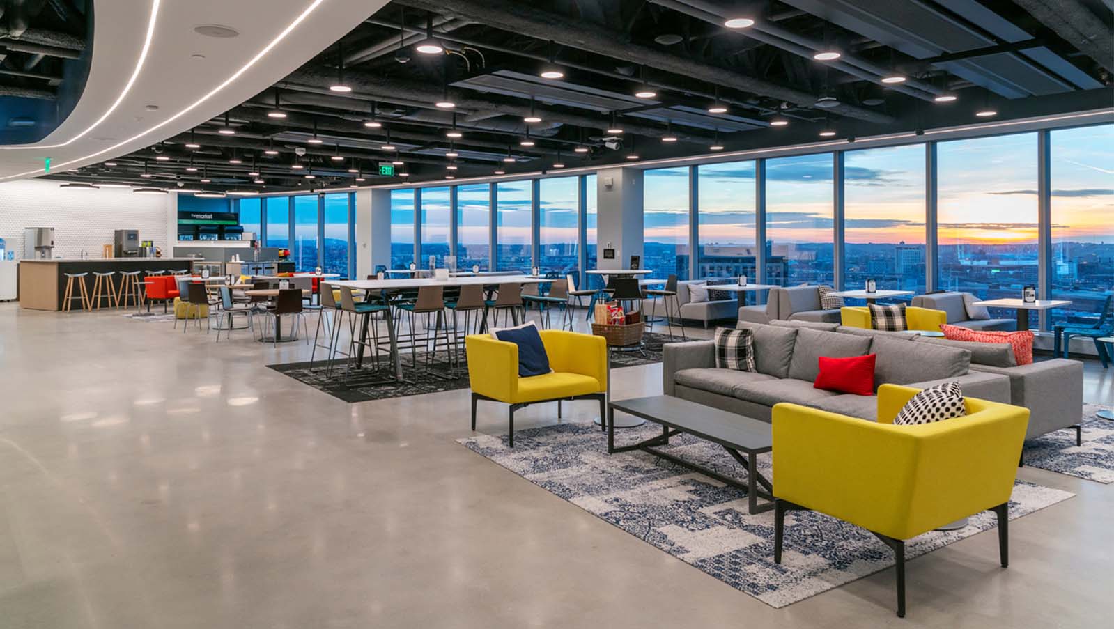 PTC Boston Hq, cafe/lounge area with overlook of the city