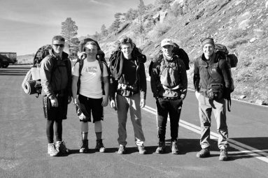 Tyler Tracy hiking with friends