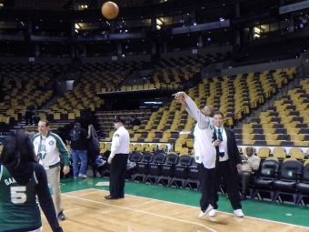 Jonathan White Shooting a basketball at TD Garden