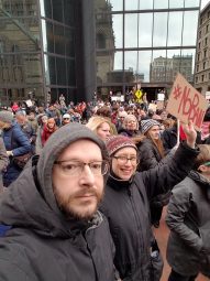 Jonah Sacks at protest