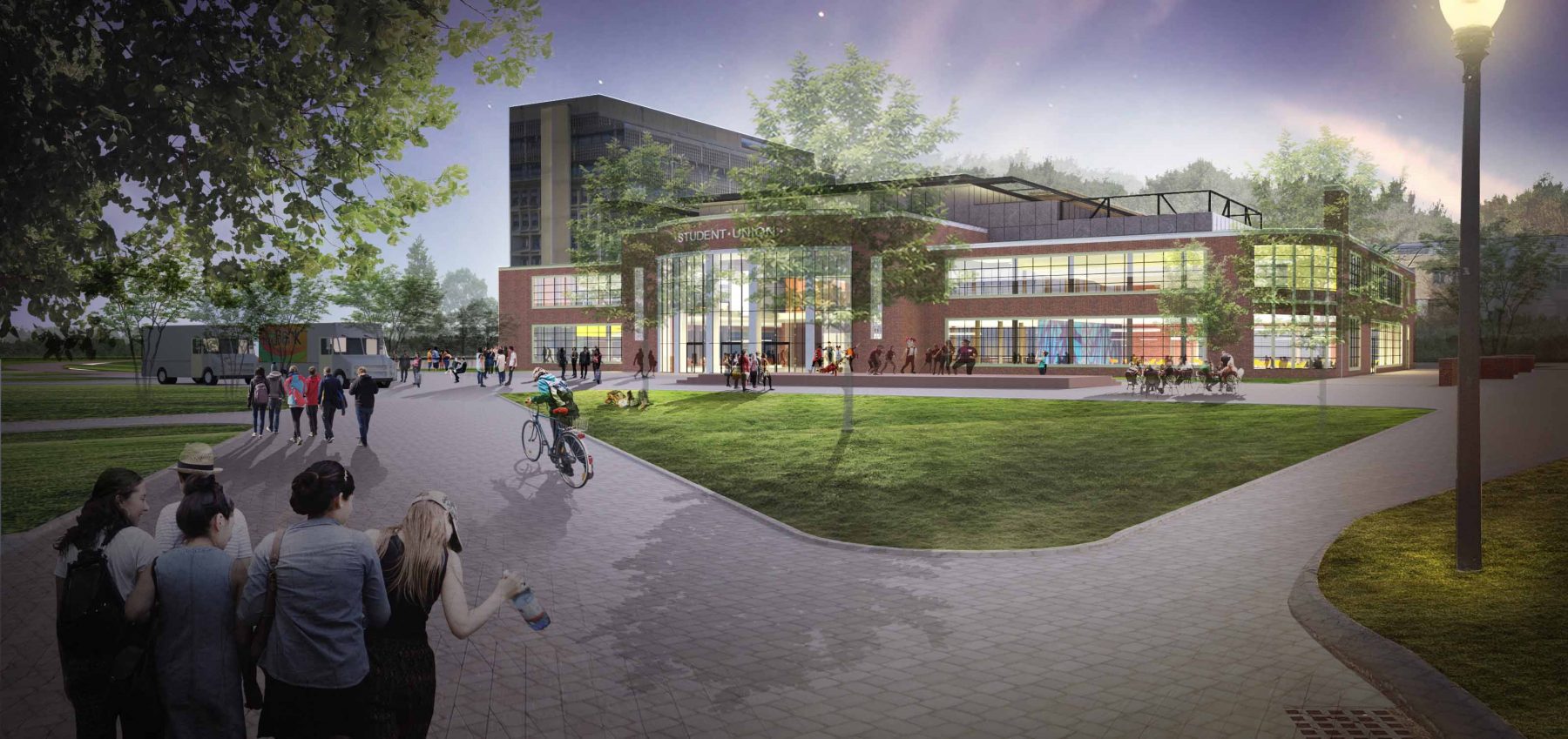 Umass Amherst Student Center exterior rendering