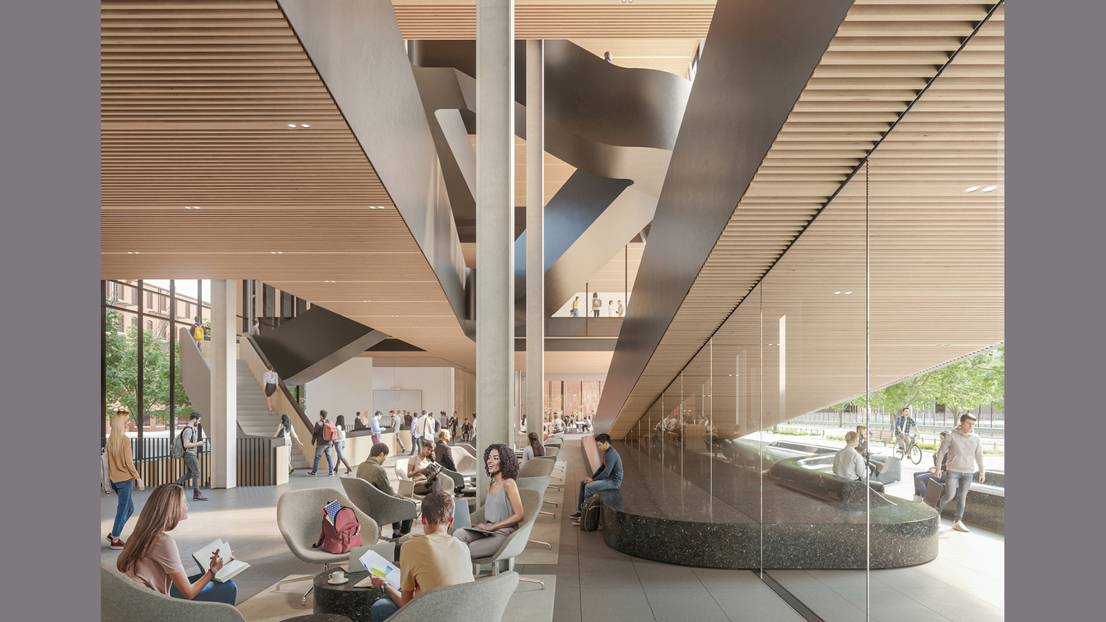 Bu Center For Computing And Data Science, interior lobby rendering