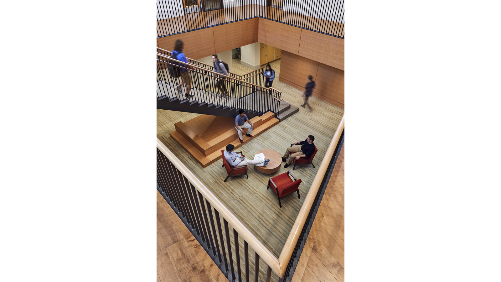 Middlesex Rachel Carson Music and Campus Center lounge stairs area