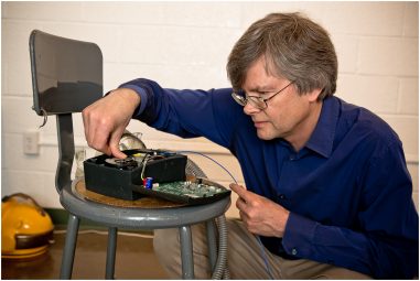 David Bowen doing product sound work on a cpap machine