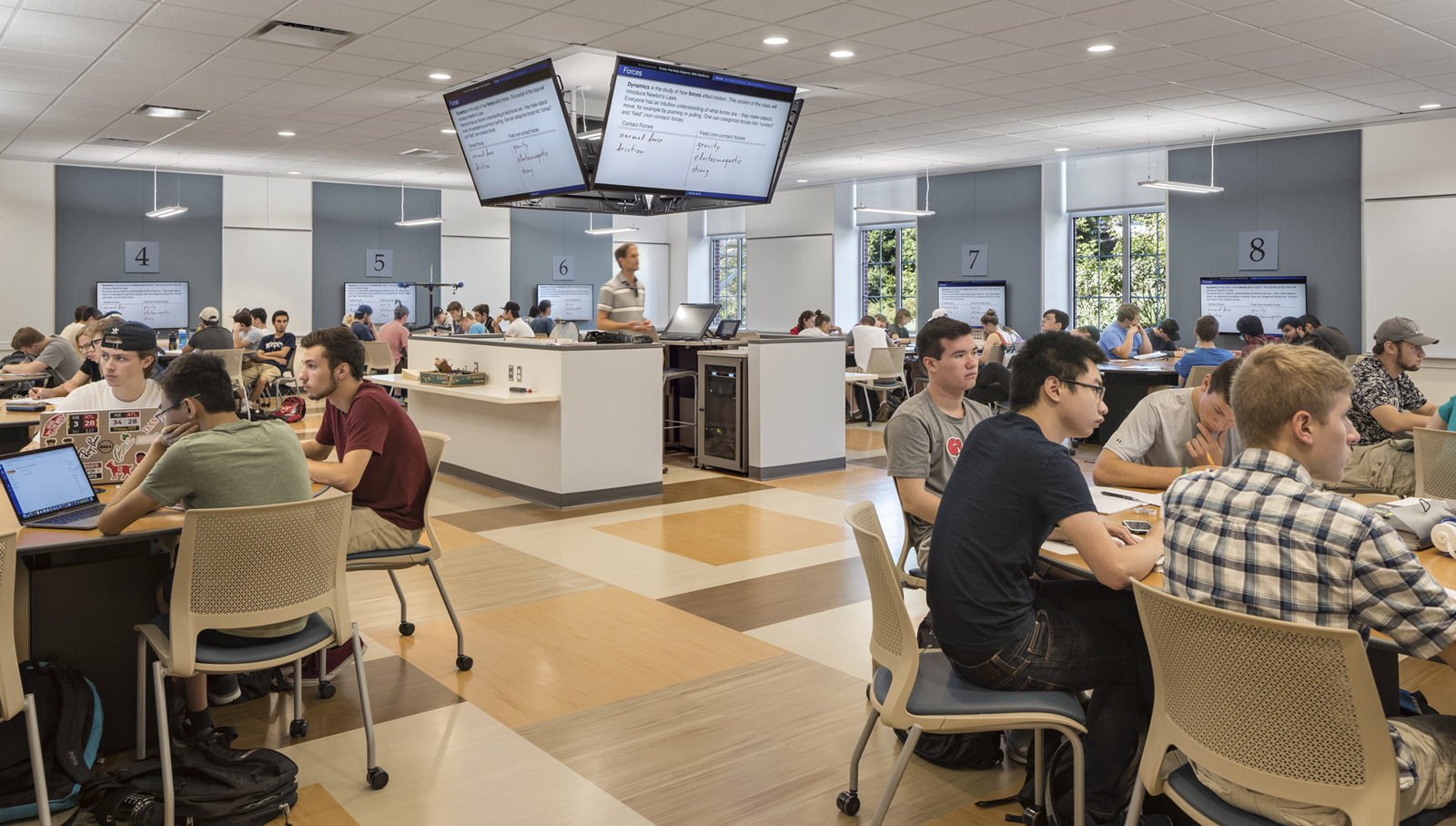 University of New Hampshire Smith Hall Classroom #4 with multiple screens on wall