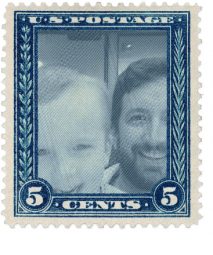 Ben D and son 5 cent postal stamp photo
