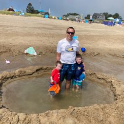 Ethan and kids at the beach