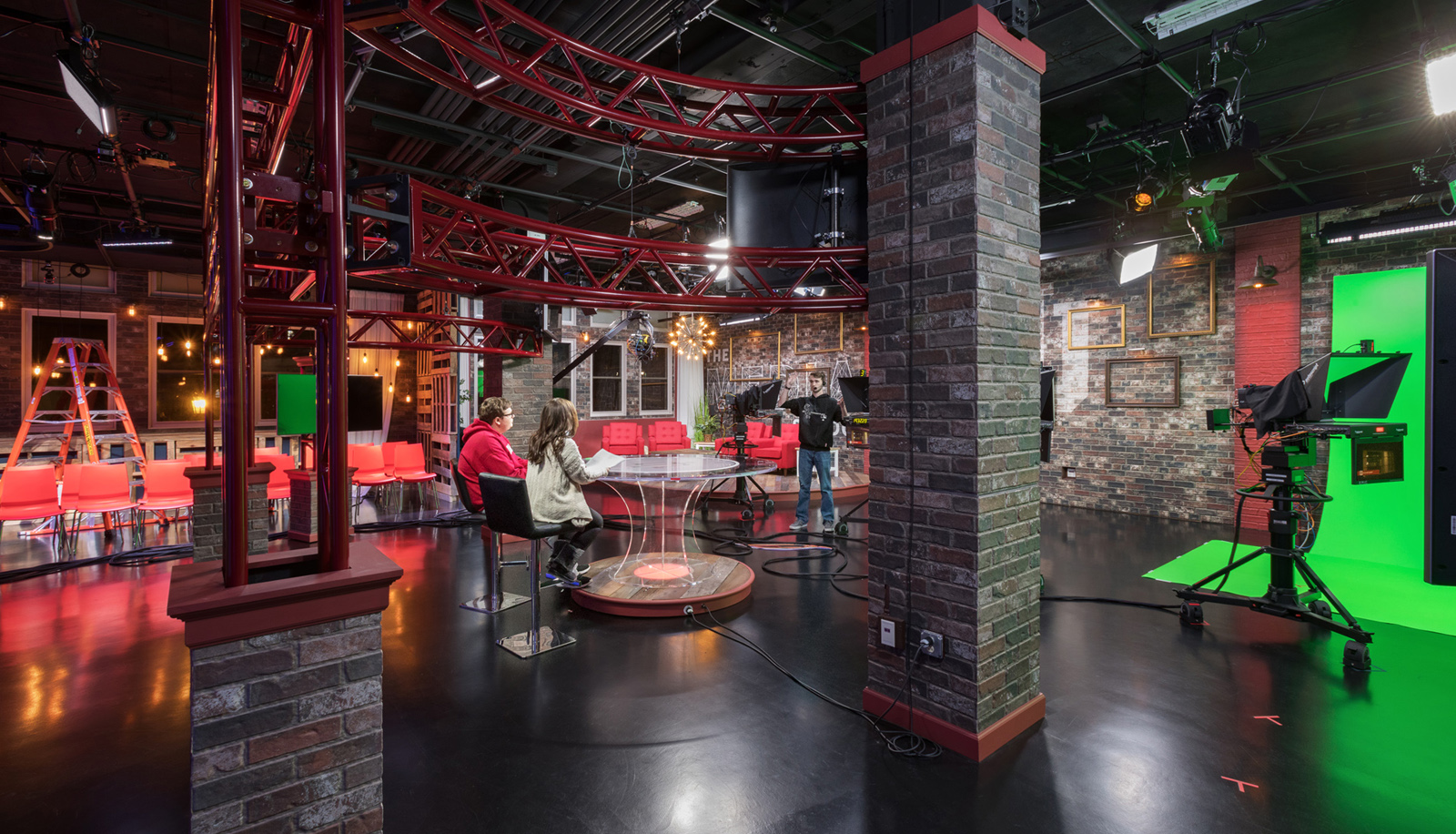 Indiana University Franklin Hall Media School interior broadcast space.