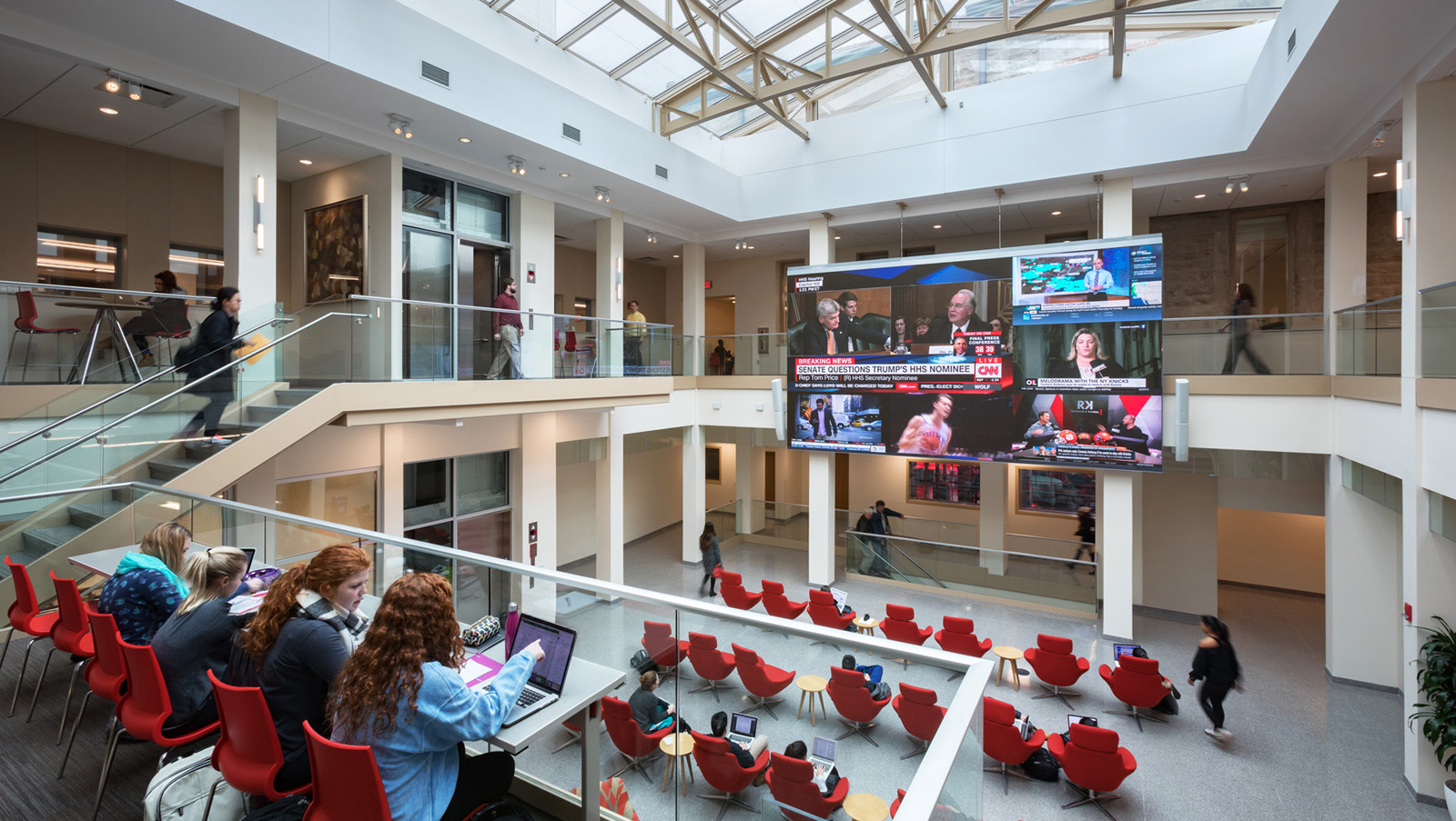 Indiana University Franklin Hall Media School Upstairs Interior lobby