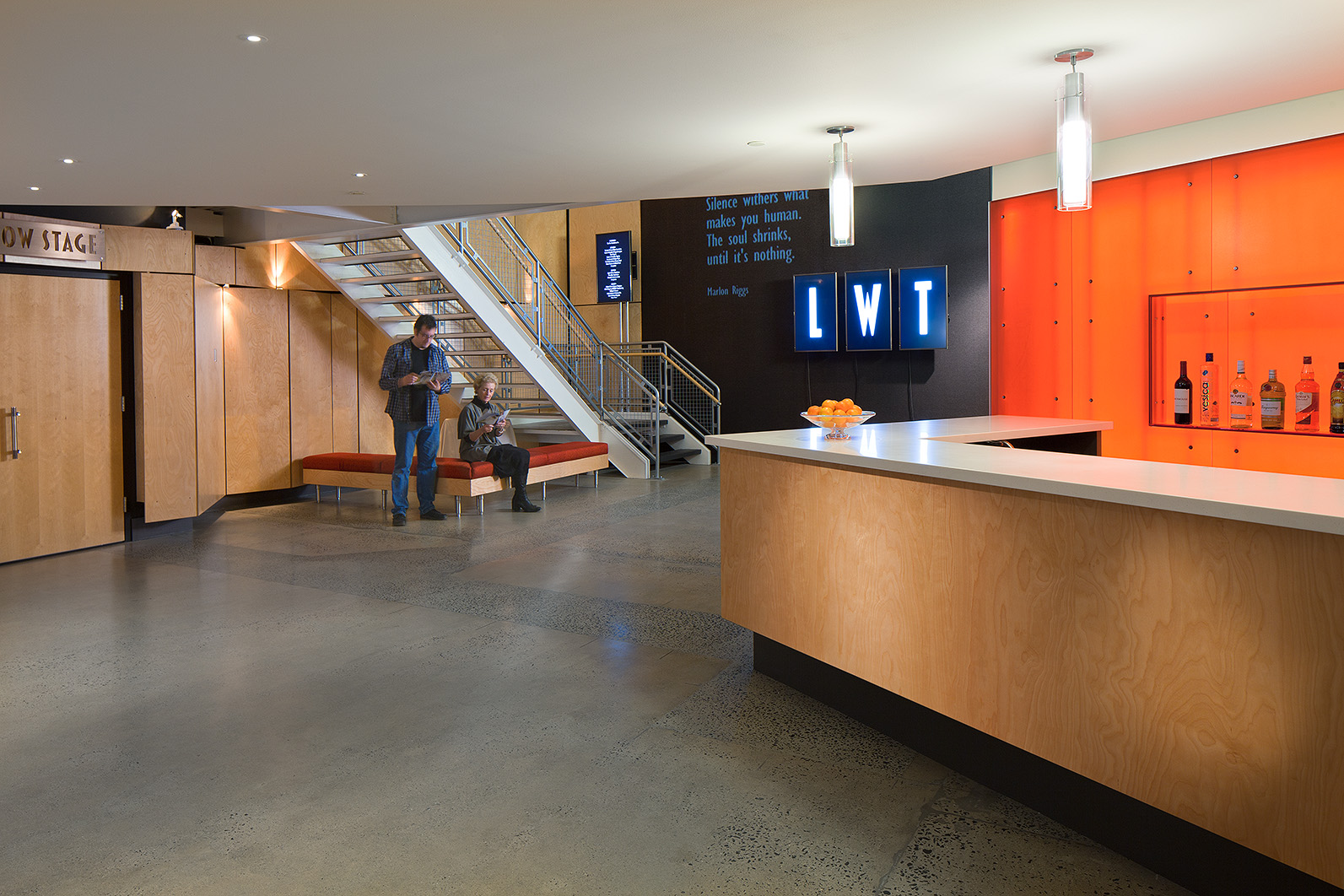 Long Wharf Theater lobby, bar, front desk