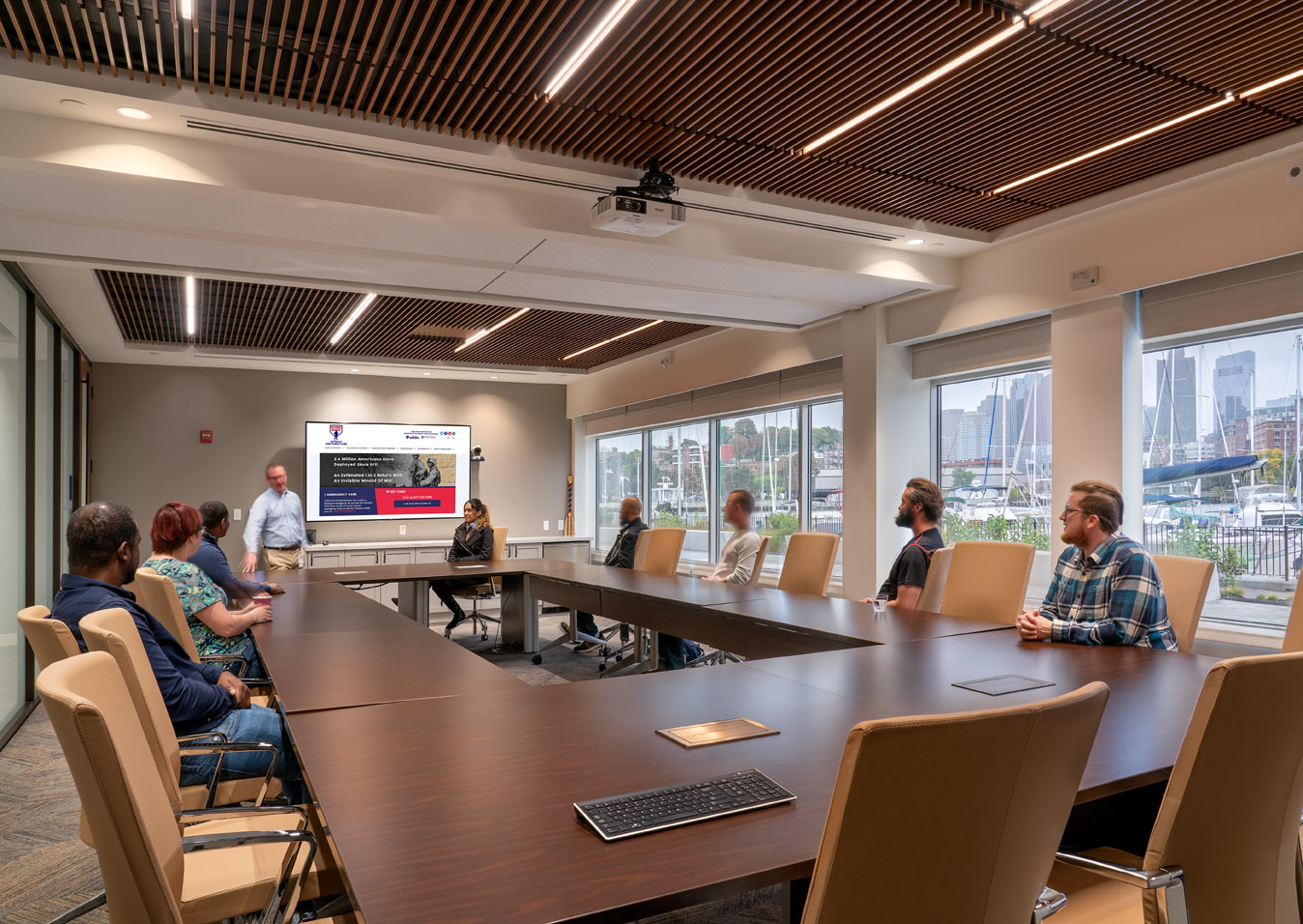 Home Base Clinic Large brown table conference room