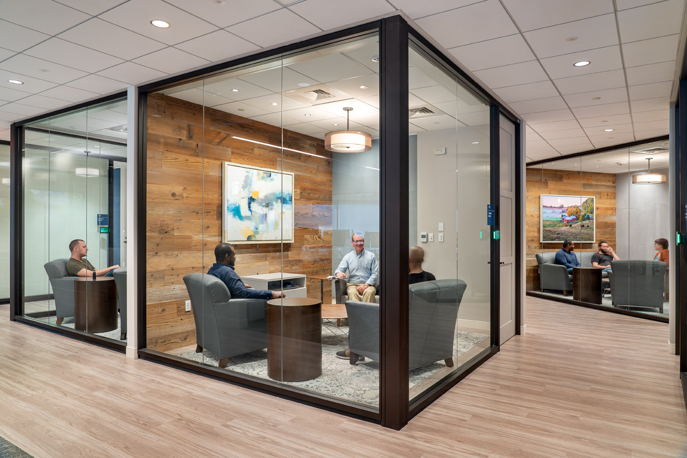 Home Base Clinic conference rooms, the rooms are glass