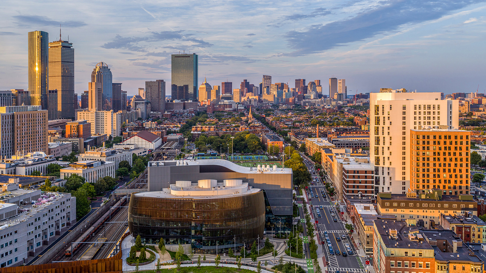 Northeastern University Lightview Apartments and ISEC aerial photo