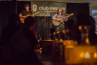 Nicole and James performing at club passim