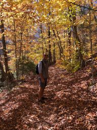 Roberto hiking during the fall