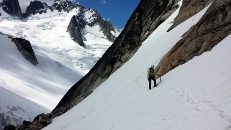 Rose Mary Su Hiking on snowy mountain