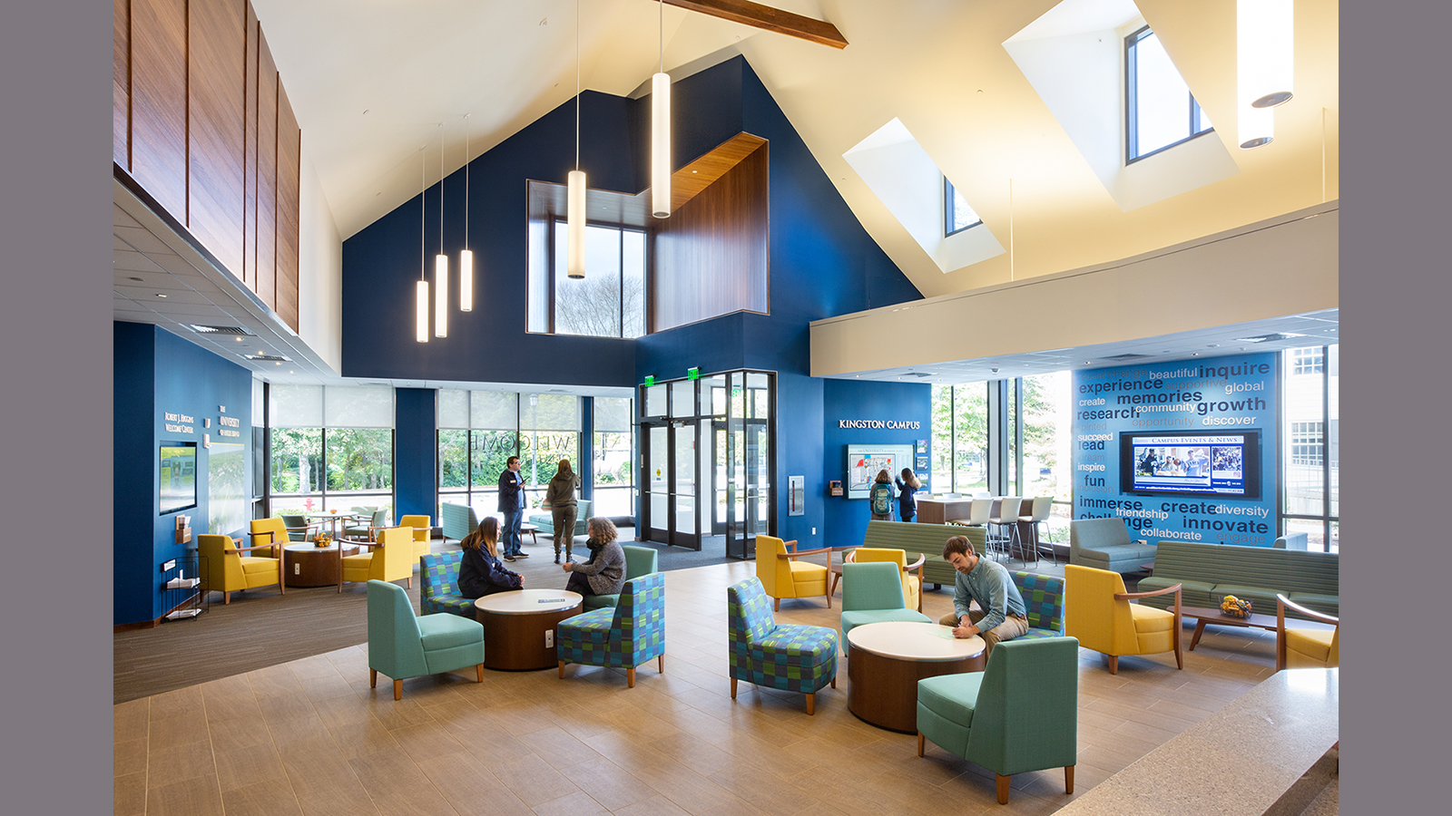 Uri Welcome center Interior lobby, view looking outward