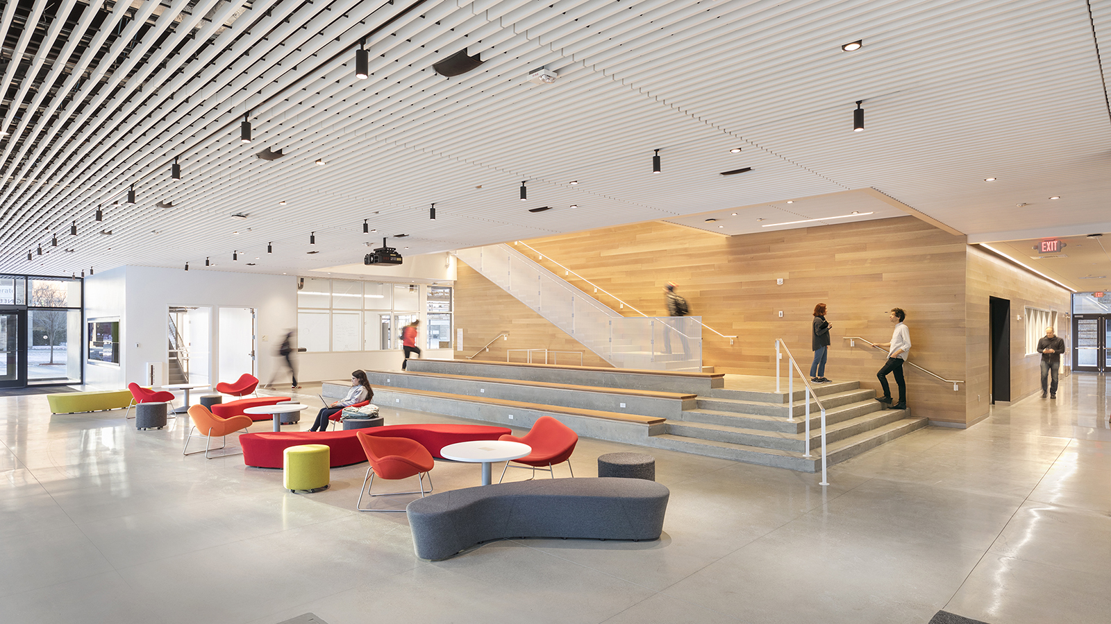 Wentworth Institute of Technology Lab Building, atrium lobby area