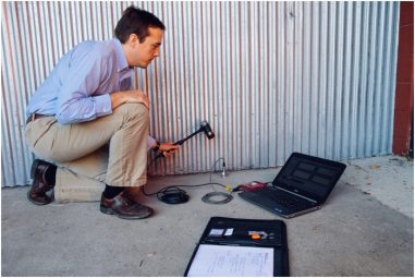 Ethan performing a vibration test