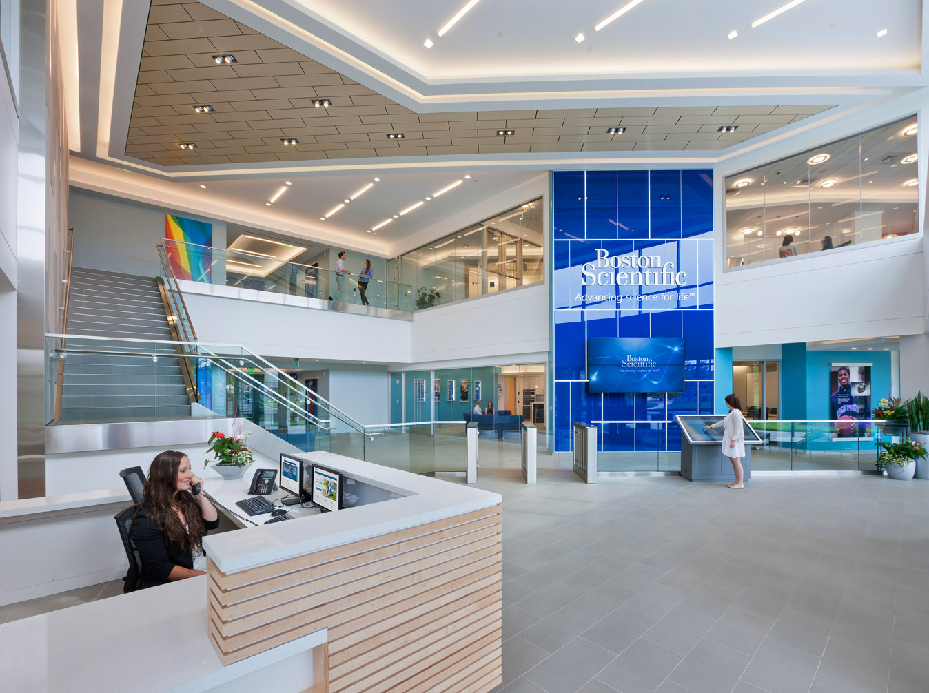 Boston Scientific Global Lobby with receptionist on the phone