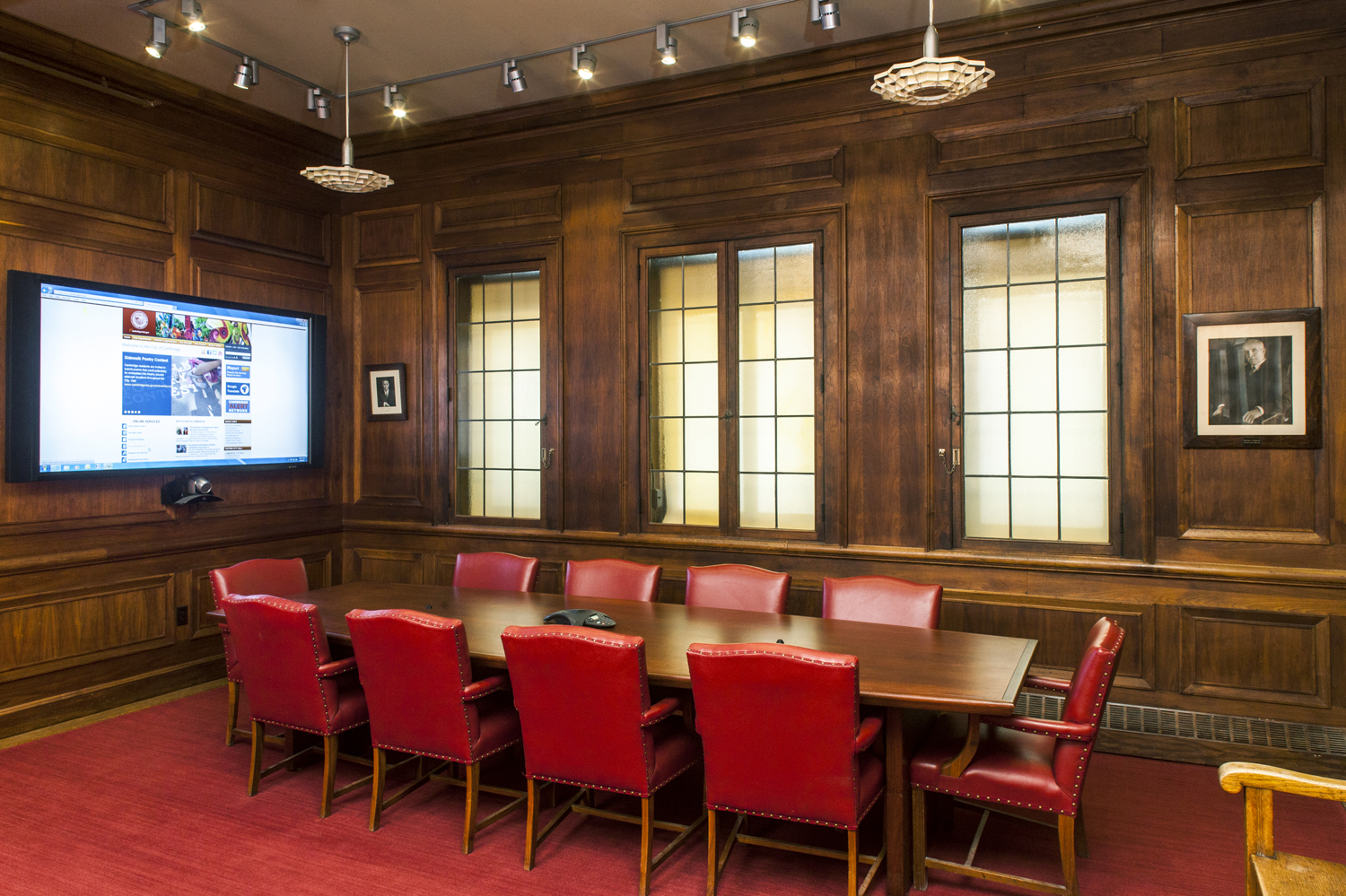 Cambridge City hall conference room with teleconferencing capability