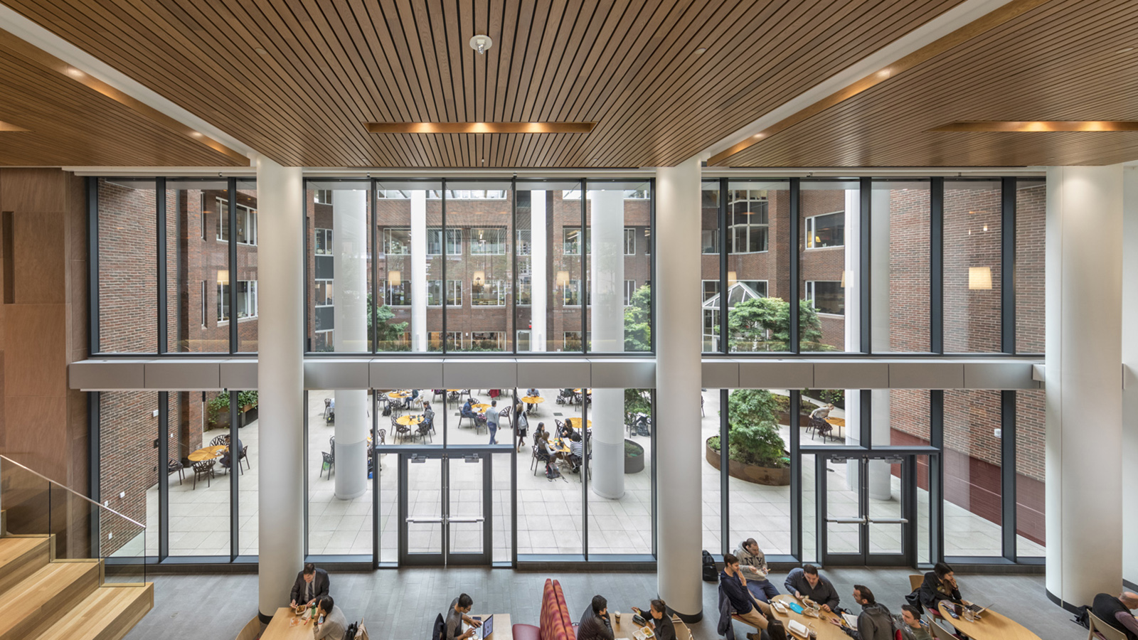 Harvard Kennedy Pavilions lounge area that expands into atrium