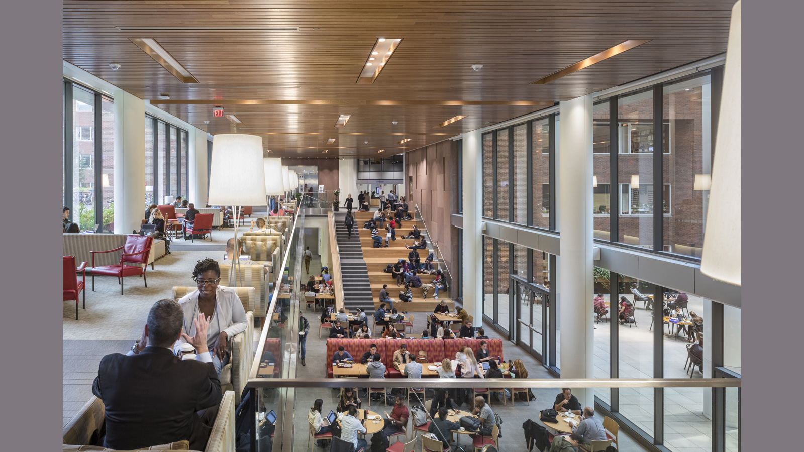 Harvard Kennedy Pavilions interior lounge/atrium area