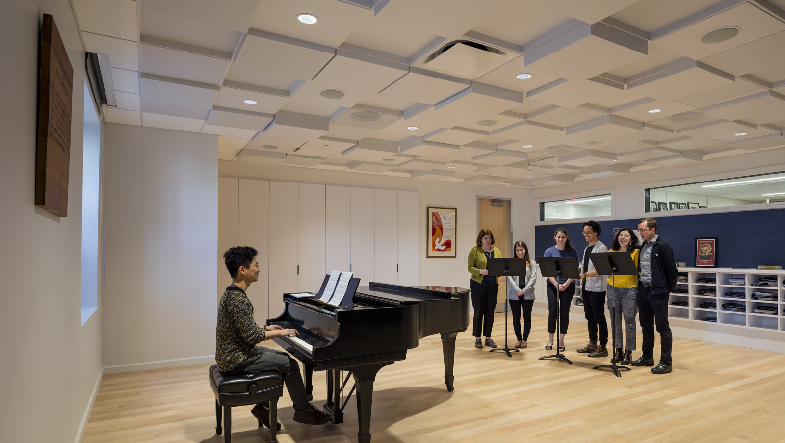 Harvard Memorial Church Interior music room with piano