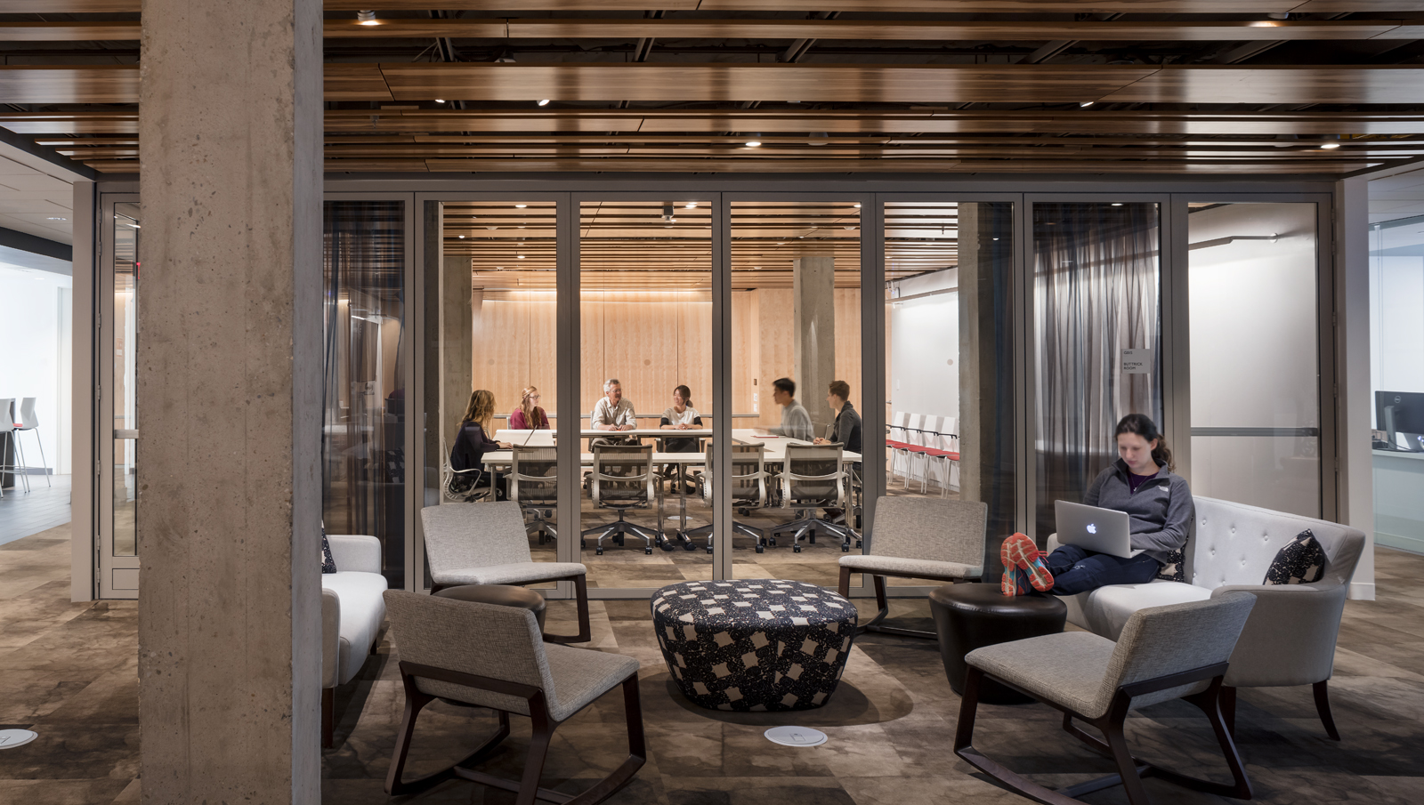 Harvard Memorial Church Interior lounge area with conference room