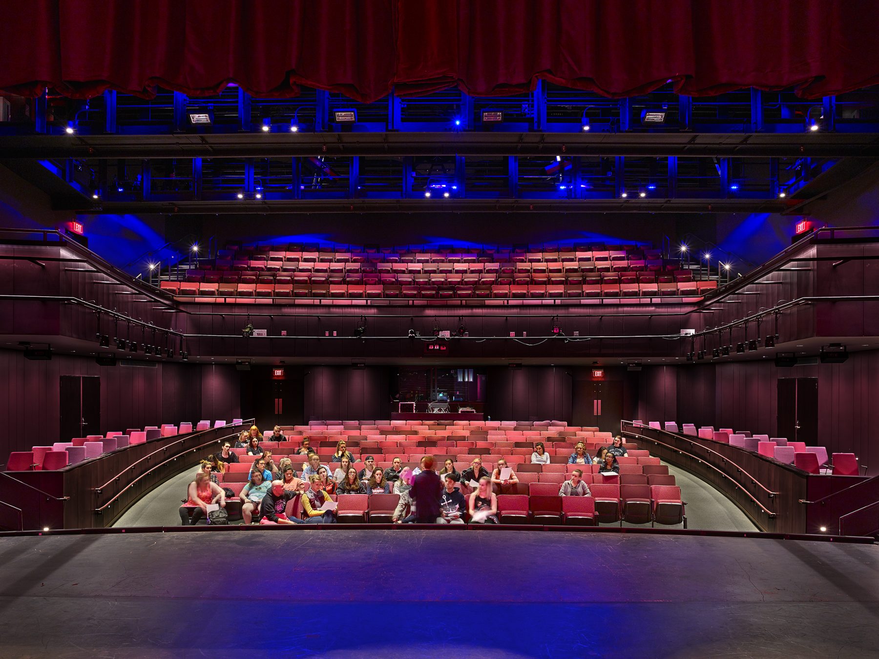 Salem State Sophia Gordon Center Theater, a view from the stage looking into the crowd