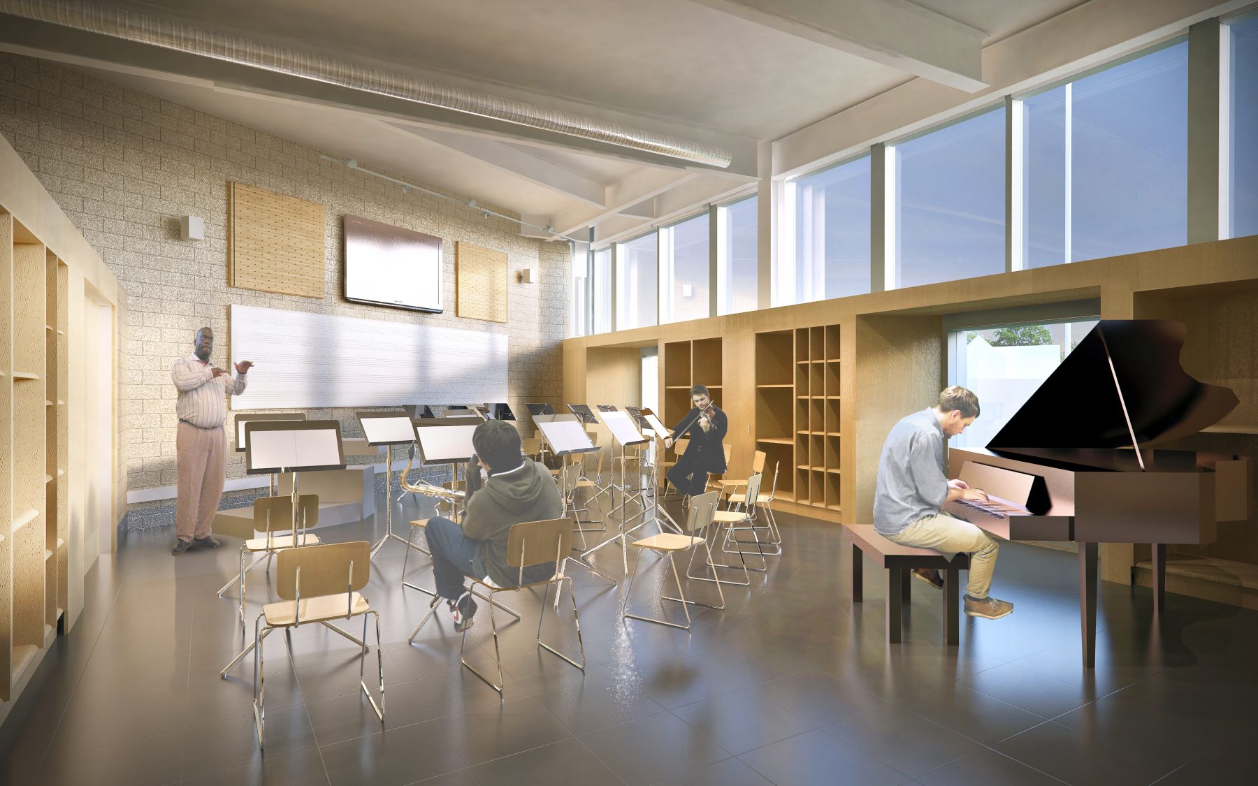 shipley-school-commons-interior band room rendering