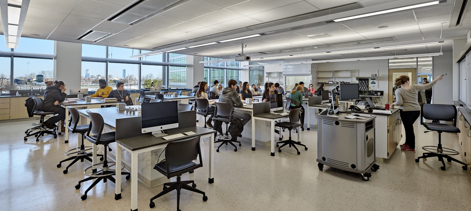Umass Boston Integrated Science Complex Lab classroom