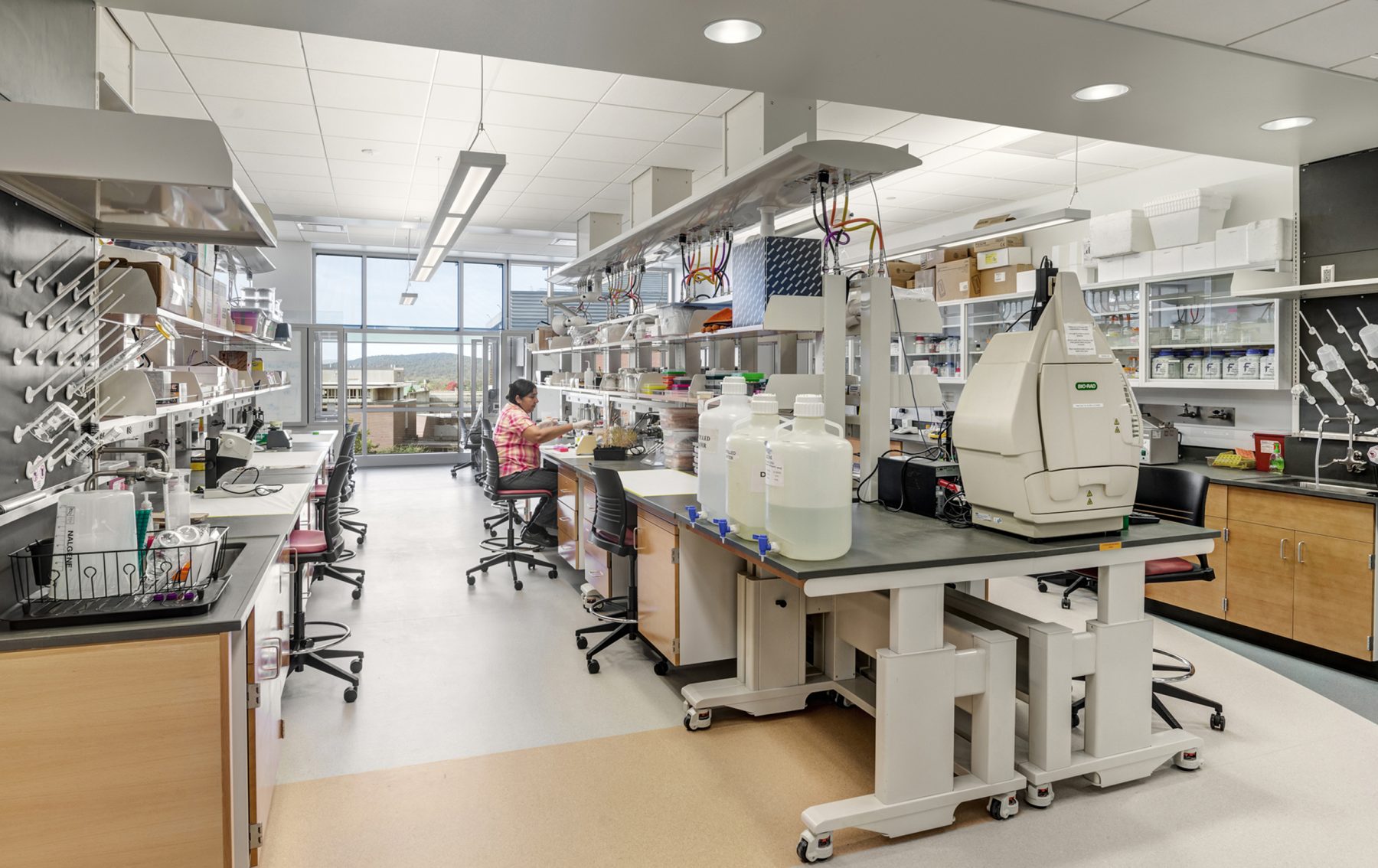 UMASS Life Science Lab with equipment and chairs