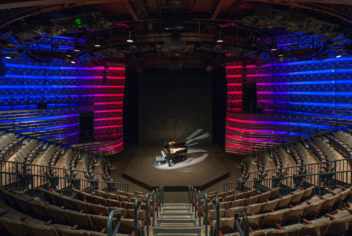 University Southern Indiana Teaching Theater Interior, performing arts theater view from the stands