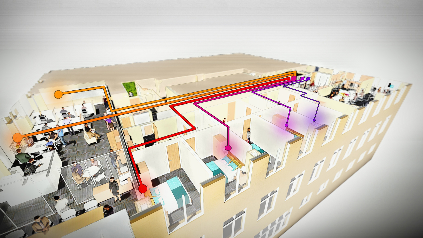 Well Living Lab Living Units Diagram, a 3D view of the floor plan.